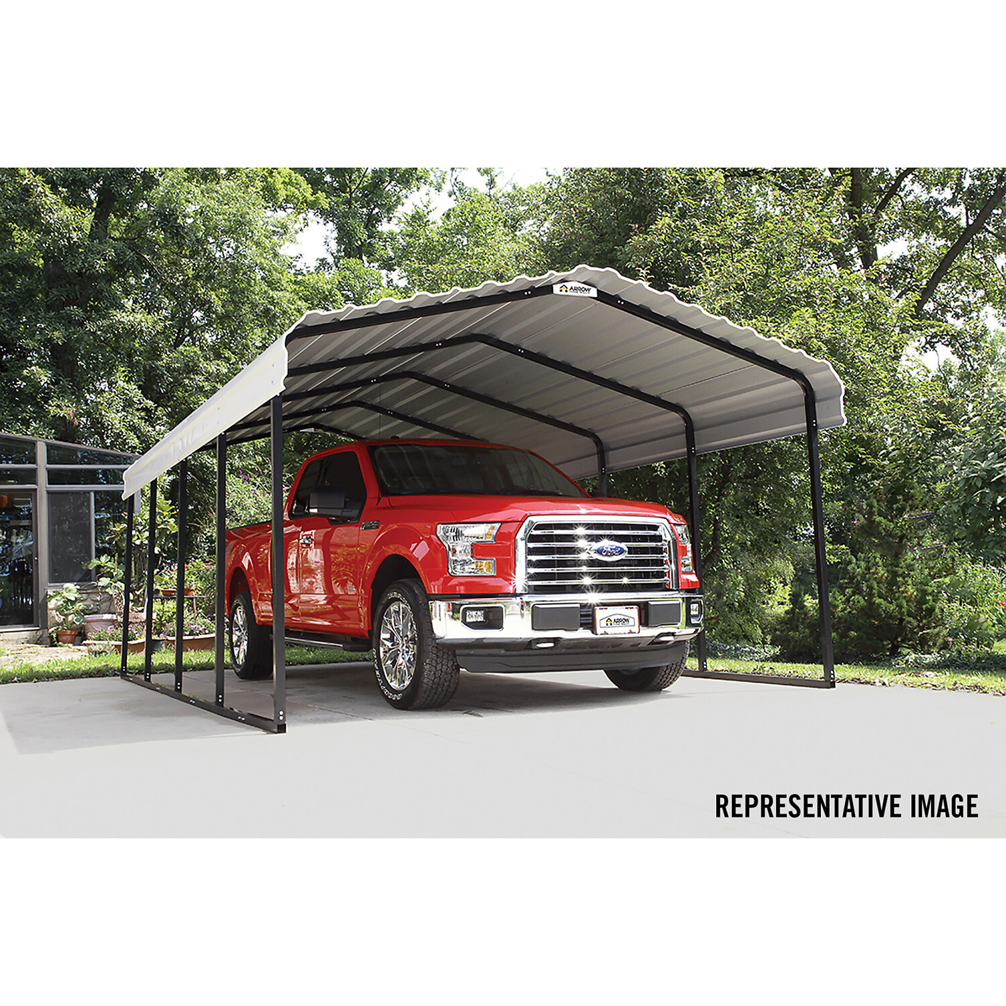Arrow Steel Carport, Eggshell, 24ft.L x 12ft.W x 7ft.H, Model# CPH122407